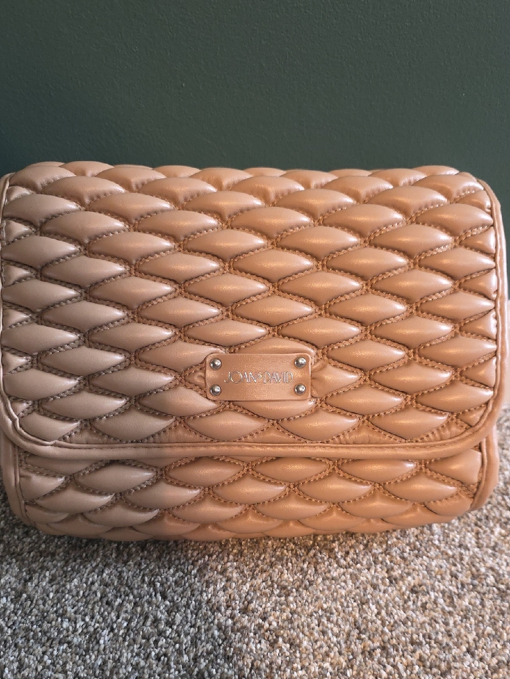 Joan & David Quilted Camel/Tan Crossbody Bag